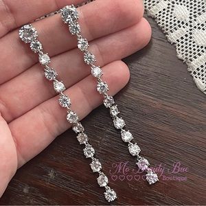 Silver Crystal Drop Earrings